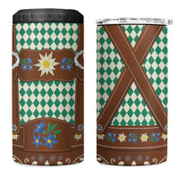 Lederhosen Oktoberfest 4 in 1 Can Cooler Tumbler Green Edelweiss Floral Polka Dots - Wonder Print Shop