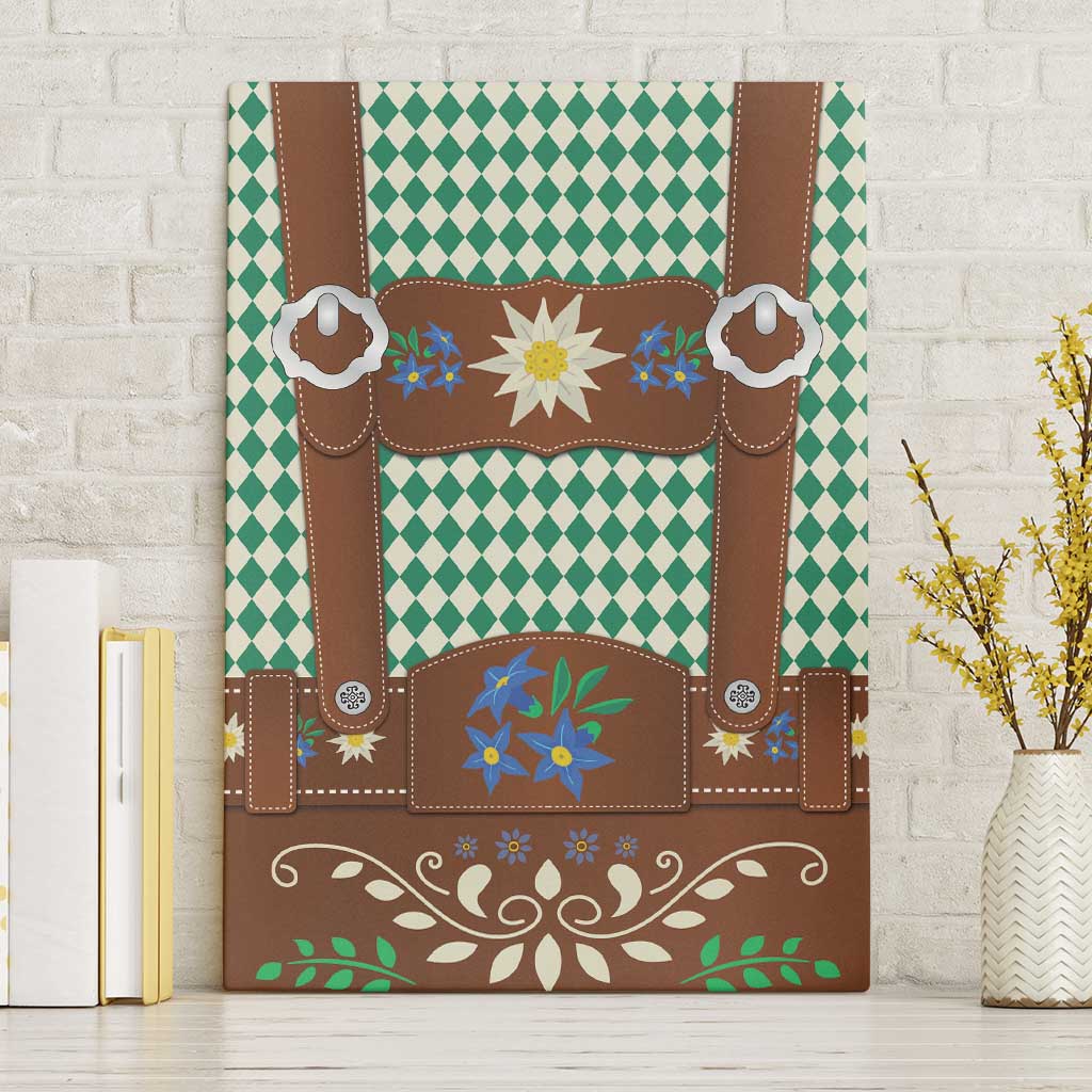 Lederhosen Oktoberfest Canvas Wall Art Green Edelweiss Floral Polka Dots - Wonder Print Shop