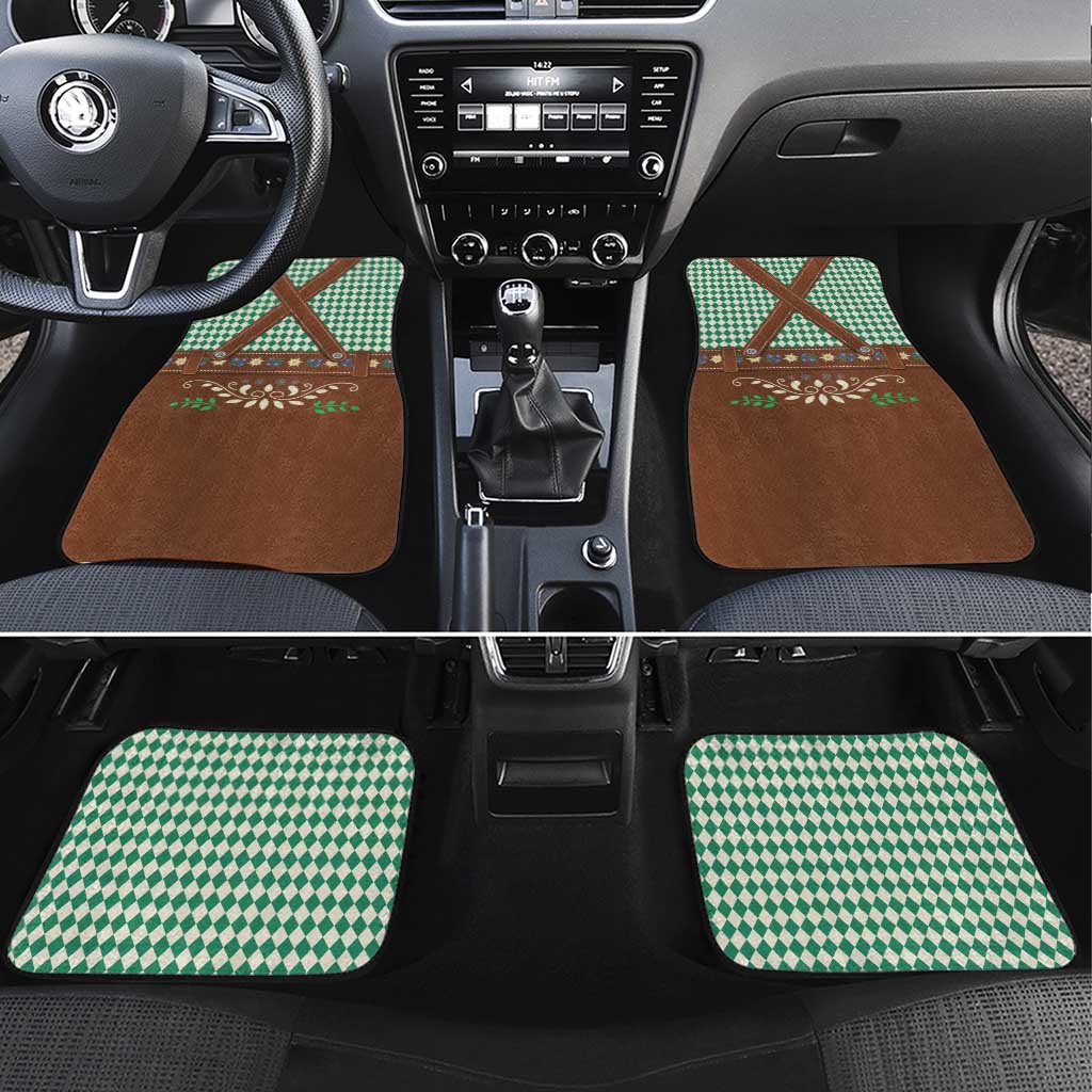 Lederhosen Oktoberfest Car Mats Green Edelweiss Floral Polka Dots - Wonder Print Shop