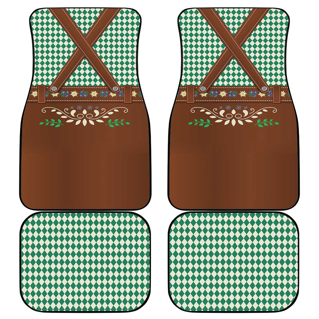Lederhosen Oktoberfest Car Mats Green Edelweiss Floral Polka Dots - Wonder Print Shop
