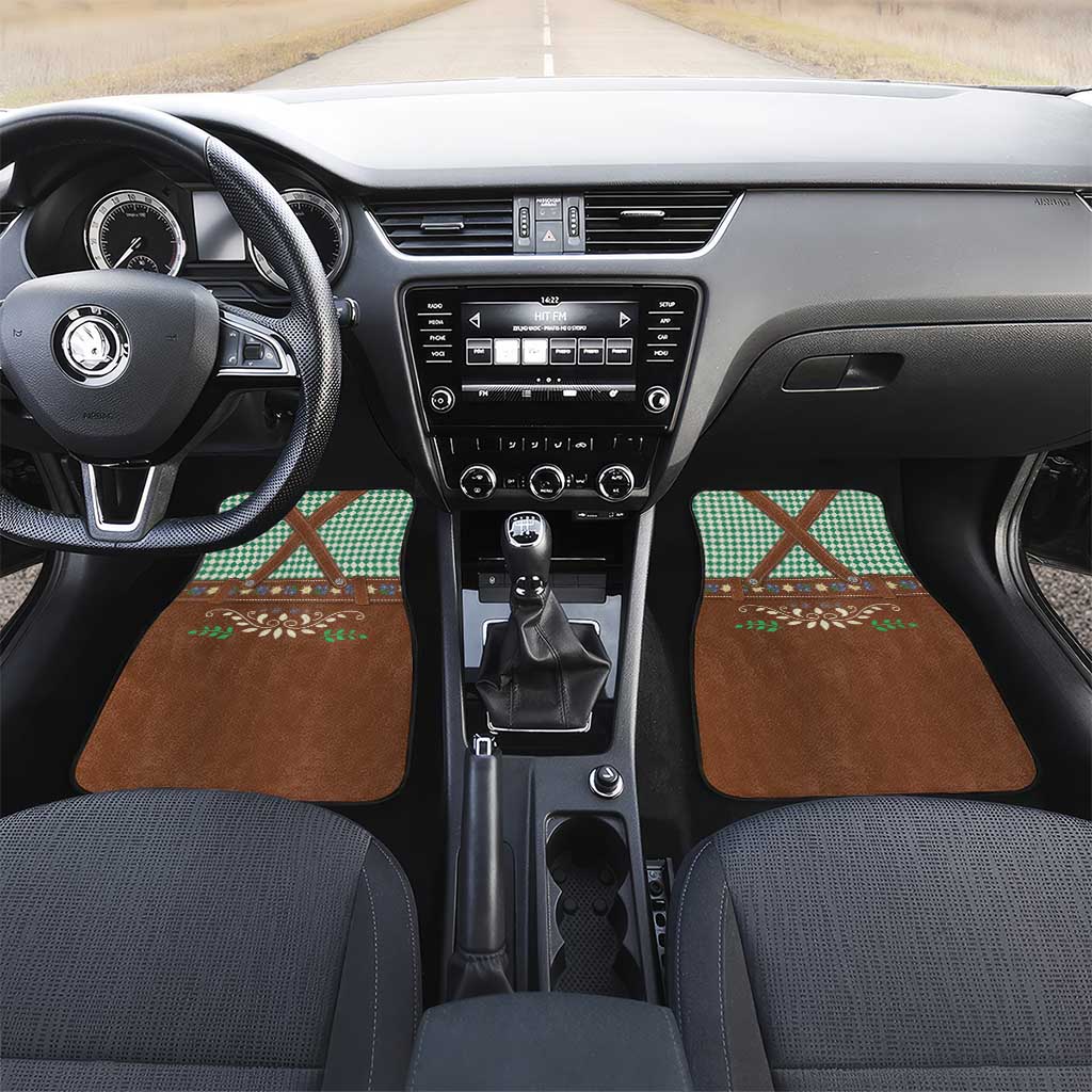Lederhosen Oktoberfest Car Mats Green Edelweiss Floral Polka Dots - Wonder Print Shop