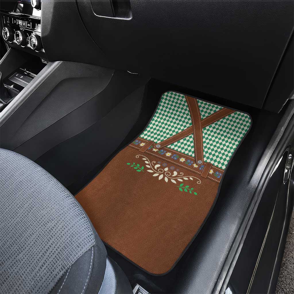 Lederhosen Oktoberfest Car Mats Green Edelweiss Floral Polka Dots - Wonder Print Shop
