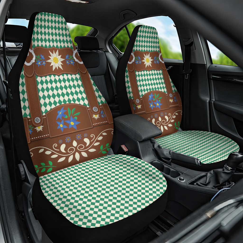 Lederhosen Oktoberfest Car Seat Cover Green Edelweiss Floral Polka Dots - Wonder Print Shop