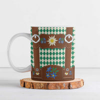 Lederhosen Oktoberfest Ceramic Mug Green Edelweiss Floral Polka Dots - Wonder Print Shop