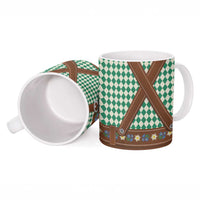 Lederhosen Oktoberfest Ceramic Mug Green Edelweiss Floral Polka Dots - Wonder Print Shop
