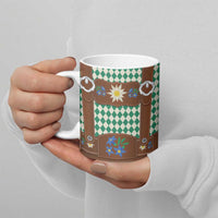 Lederhosen Oktoberfest Ceramic Mug Green Edelweiss Floral Polka Dots - Wonder Print Shop