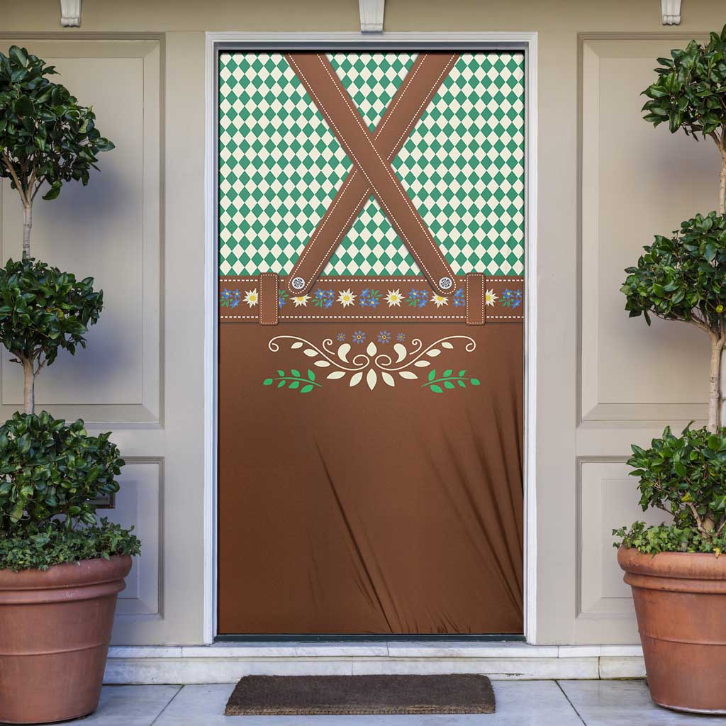 Lederhosen Oktoberfest Door Cover Green Edelweiss Floral Polka Dots - Wonder Print Shop