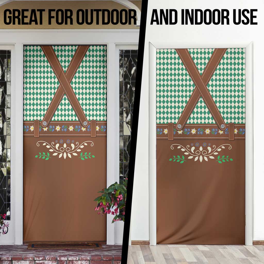 Lederhosen Oktoberfest Door Cover Green Edelweiss Floral Polka Dots - Wonder Print Shop