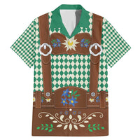 Lederhosen Oktoberfest Family Matching Mermaid Dress and Hawaiian Shirt Green Edelweiss Floral Polka Dots - Wonder Print Shop