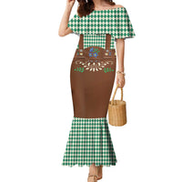 Lederhosen Oktoberfest Family Matching Mermaid Dress and Hawaiian Shirt Green Edelweiss Floral Polka Dots - Wonder Print Shop