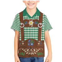 Lederhosen Oktoberfest Family Matching Mermaid Dress and Hawaiian Shirt Green Edelweiss Floral Polka Dots - Wonder Print Shop
