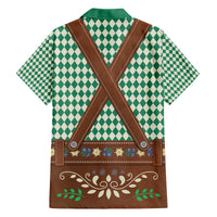 Lederhosen Oktoberfest Family Matching Off The Shoulder Long Sleeve Dress and Hawaiian Shirt Green Edelweiss Floral Polka Dots - Wonder Print Shop