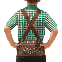 Lederhosen Oktoberfest Family Matching Off Shoulder Maxi Dress and Hawaiian Shirt Green Edelweiss Floral Polka Dots - Wonder Print Shop