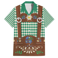 Lederhosen Oktoberfest Family Matching Off Shoulder Maxi Dress and Hawaiian Shirt Green Edelweiss Floral Polka Dots - Wonder Print Shop