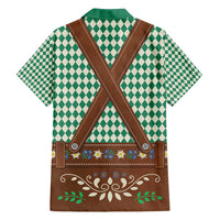 Lederhosen Oktoberfest Family Matching Off Shoulder Short Dress and Hawaiian Shirt Green Edelweiss Floral Polka Dots - Wonder Print Shop