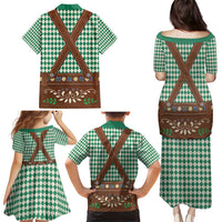 Lederhosen Oktoberfest Family Matching Puletasi and Hawaiian Shirt Green Edelweiss Floral Polka Dots - Wonder Print Shop