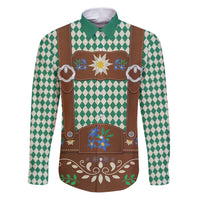 Lederhosen Oktoberfest Family Matching Puletasi and Hawaiian Shirt Green Edelweiss Floral Polka Dots - Wonder Print Shop
