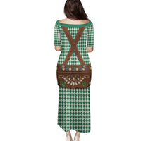 Lederhosen Oktoberfest Family Matching Puletasi and Hawaiian Shirt Green Edelweiss Floral Polka Dots - Wonder Print Shop