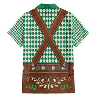 Lederhosen Oktoberfest Family Matching Short Sleeve Bodycon Dress and Hawaiian Shirt Green Edelweiss Floral Polka Dots - Wonder Print Shop