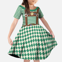 Lederhosen Oktoberfest Family Matching Summer Maxi Dress and Hawaiian Shirt Green Edelweiss Floral Polka Dots - Wonder Print Shop