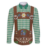 Lederhosen Oktoberfest Family Matching Summer Maxi Dress and Hawaiian Shirt Green Edelweiss Floral Polka Dots - Wonder Print Shop