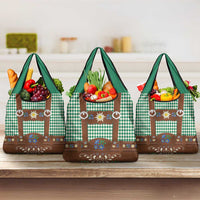 Lederhosen Oktoberfest Grocery Bag Green Edelweiss Floral Polka Dots - Wonder Print Shop