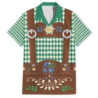 Lederhosen Oktoberfest Hawaiian Shirt Green Edelweiss Floral Polka Dots - Wonder Print Shop