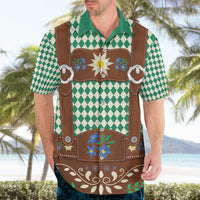Lederhosen Oktoberfest Hawaiian Shirt Green Edelweiss Floral Polka Dots - Wonder Print Shop