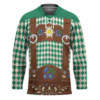 Lederhosen Oktoberfest Hockey Jersey Green Edelweiss Floral Polka Dots - Wonder Print Shop