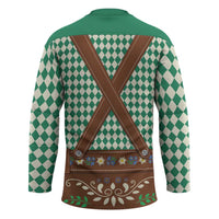 Lederhosen Oktoberfest Hockey Jersey Green Edelweiss Floral Polka Dots - Wonder Print Shop