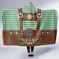 Lederhosen Oktoberfest Hooded Blanket Green Edelweiss Floral Polka Dots - Wonder Print Shop