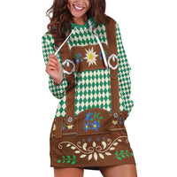 Lederhosen Oktoberfest Hoodie Dress Green Edelweiss Floral Polka Dots - Wonder Print Shop