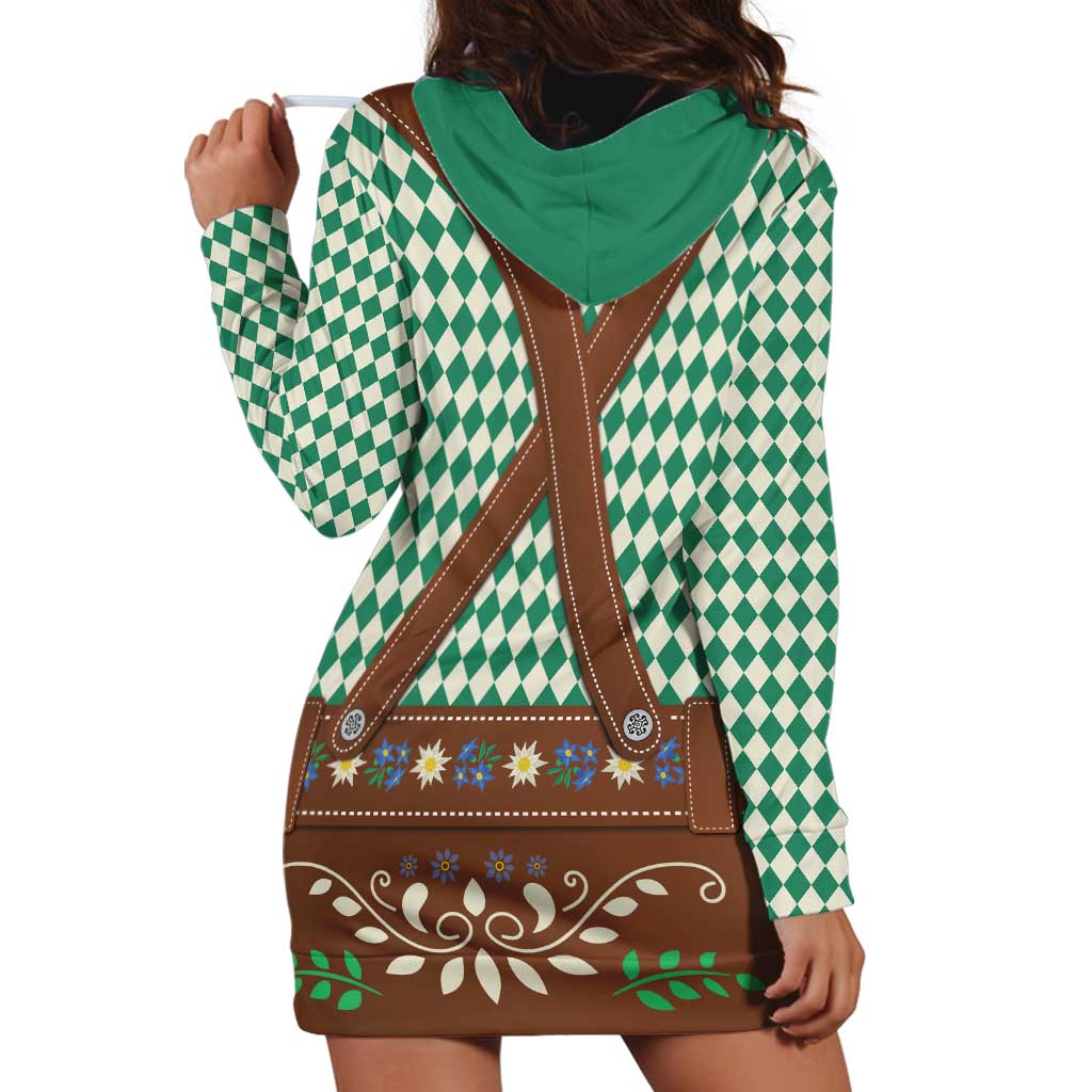 Lederhosen Oktoberfest Hoodie Dress Green Edelweiss Floral Polka Dots - Wonder Print Shop