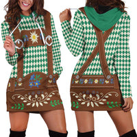 Lederhosen Oktoberfest Hoodie Dress Green Edelweiss Floral Polka Dots - Wonder Print Shop