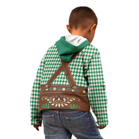 Lederhosen Oktoberfest Kid Hoodie Green Edelweiss Floral Polka Dots - Wonder Print Shop