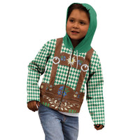 Lederhosen Oktoberfest Kid Hoodie Green Edelweiss Floral Polka Dots - Wonder Print Shop