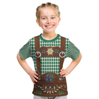 Lederhosen Oktoberfest Kid T Shirt Green Edelweiss Floral Polka Dots - Wonder Print Shop