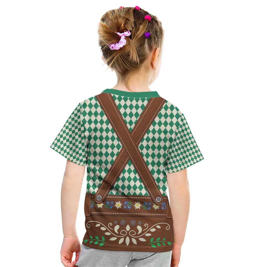 Lederhosen Oktoberfest Kid T Shirt Green Edelweiss Floral Polka Dots - Wonder Print Shop