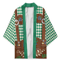 Lederhosen Oktoberfest Kimono Green Edelweiss Floral Polka Dots - Wonder Print Shop