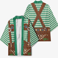 Lederhosen Oktoberfest Kimono Green Edelweiss Floral Polka Dots - Wonder Print Shop