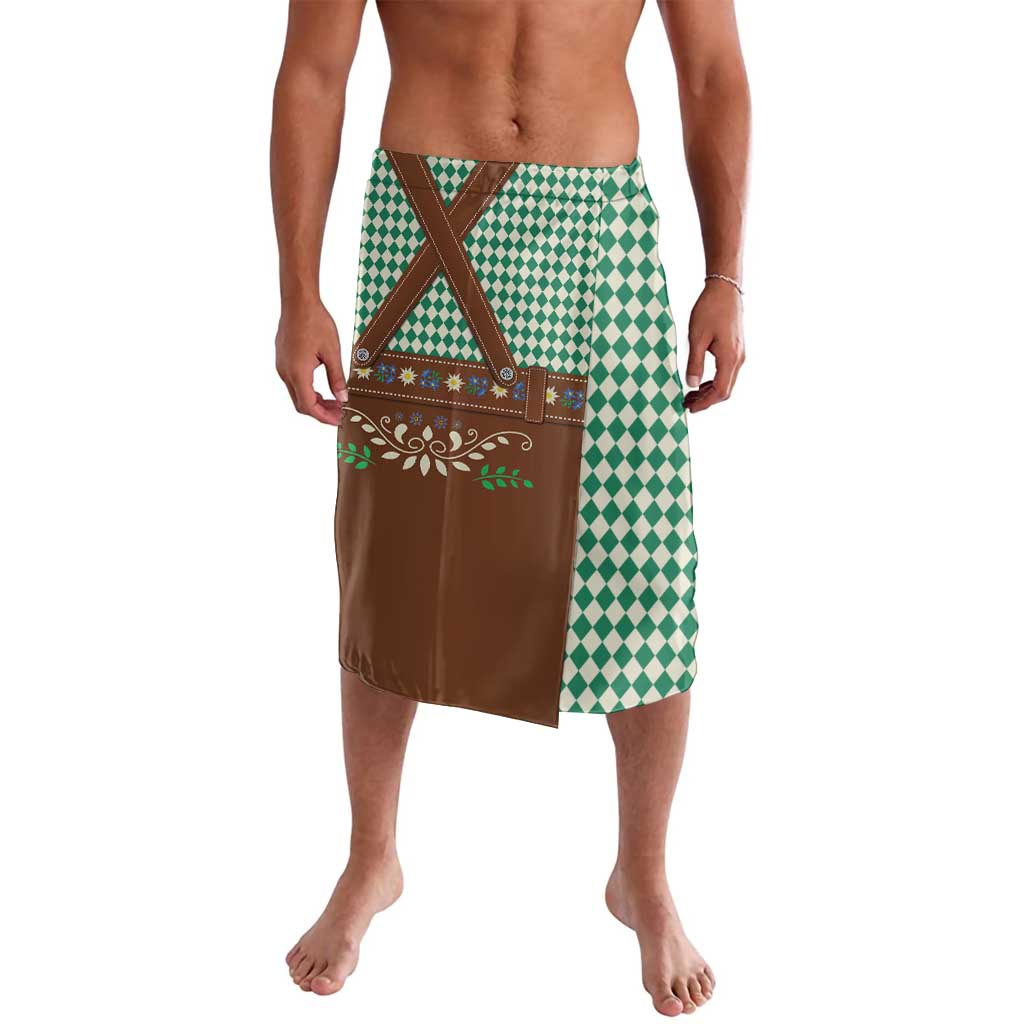 Lederhosen Oktoberfest Lavalava Green Edelweiss Floral Polka Dots - Wonder Print Shop
