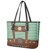 Lederhosen Oktoberfest Leather Tote Bag Green Edelweiss Floral Polka Dots - Wonder Print Shop