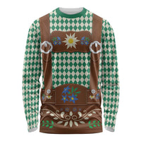 Lederhosen Oktoberfest Long Sleeve Shirt Green Edelweiss Floral Polka Dots - Wonder Print Shop