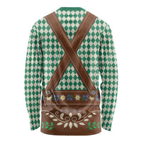 Lederhosen Oktoberfest Long Sleeve Shirt Green Edelweiss Floral Polka Dots - Wonder Print Shop