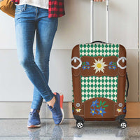 Lederhosen Oktoberfest Luggage Cover Green Edelweiss Floral Polka Dots - Wonder Print Shop