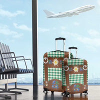 Lederhosen Oktoberfest Luggage Cover Green Edelweiss Floral Polka Dots - Wonder Print Shop