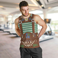 Lederhosen Oktoberfest Men Tank Top Green Edelweiss Floral Polka Dots - Wonder Print Shop