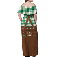 Lederhosen Oktoberfest Off Shoulder Maxi Dress Green Edelweiss Floral Polka Dots - Wonder Print Shop