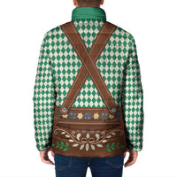 Lederhosen Oktoberfest Padded Jacket Green Edelweiss Floral Polka Dots - Wonder Print Shop