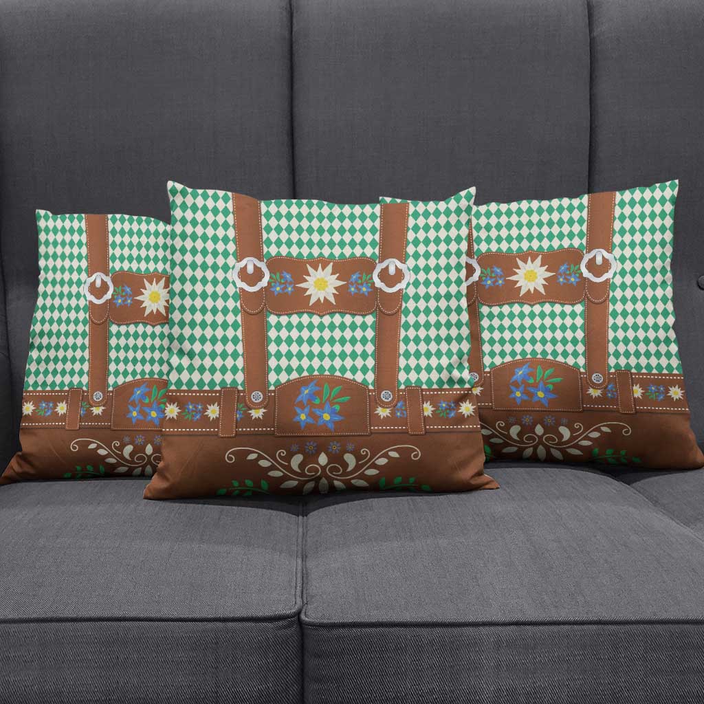 Lederhosen Oktoberfest Pillow Cover Green Edelweiss Floral Polka Dots - Wonder Print Shop